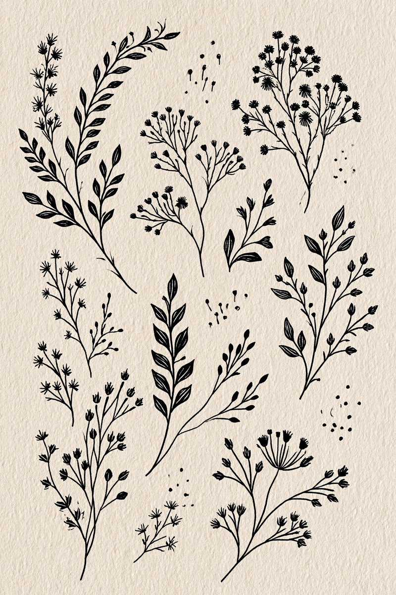 Curved Branches Tiny Bouquets And from Botanical Sprig Library Book 7, a digital embroidery design reference for machine embroidery designs, embroidery patterns and small motif and accent designs.