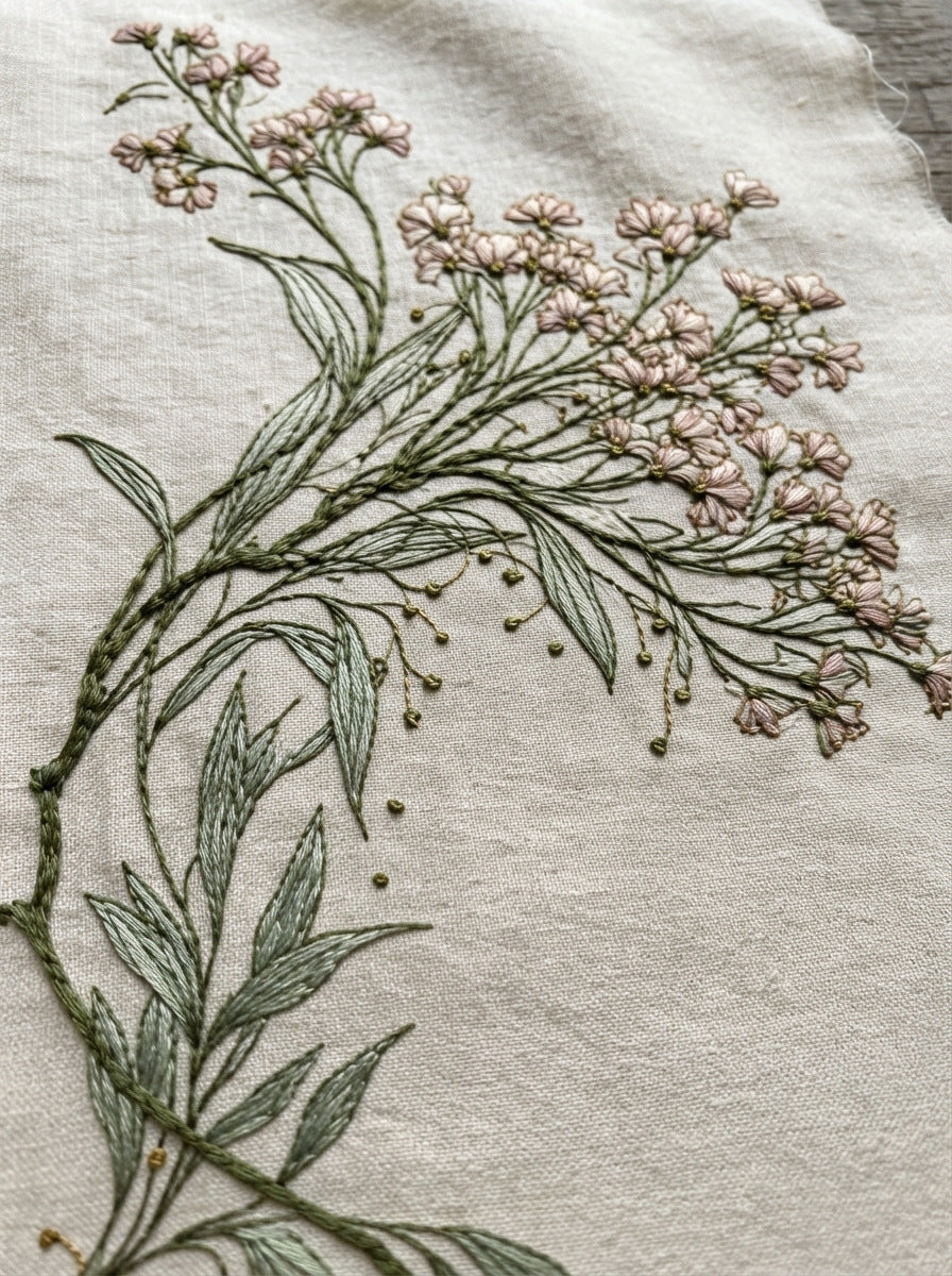 Curved Floral Branch Motif Art from Art Nouveau Botanical Embroidery Book 3, a digital embroidery design reference for machine embroidery designs, embroidery patterns and botanical and floral embroidery.