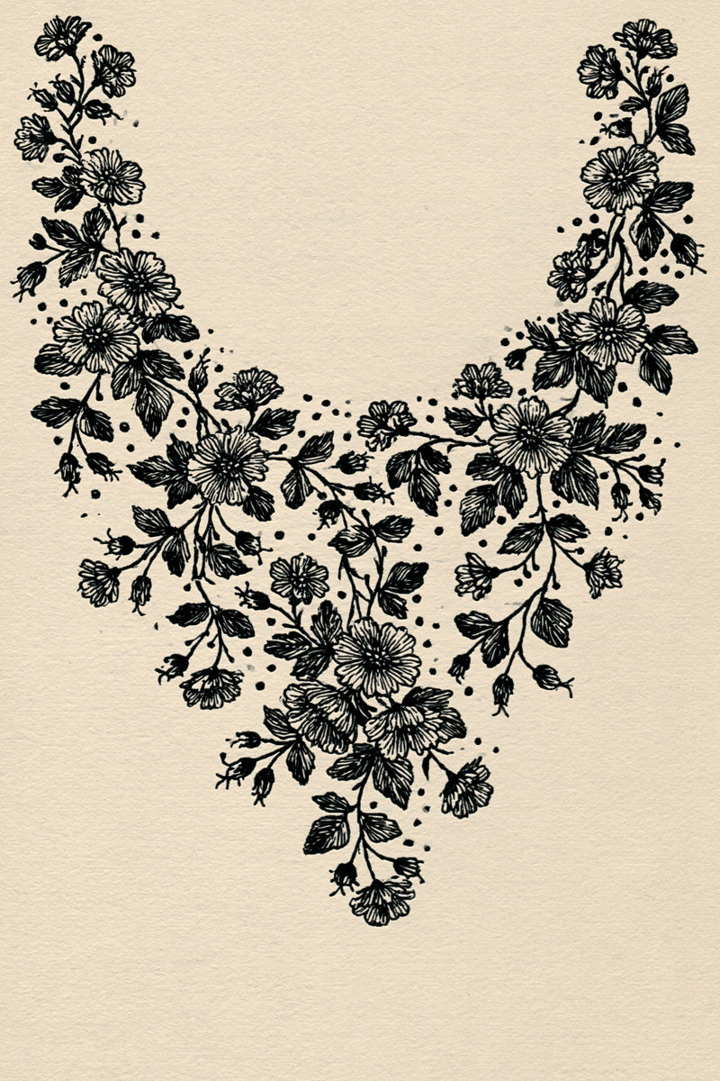 Curved Neckline Floral Border Neckline from Necklines & Collars Embroidery Book 2, a digital embroidery design reference for machine embroidery designs, embroidery patterns and border and edge embroidery.