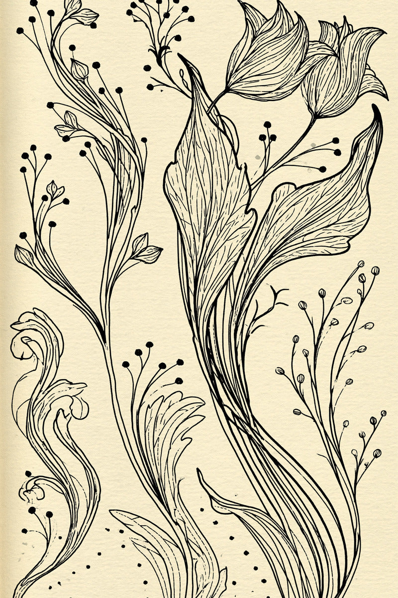 Curved Stems Flowing Branches And 02 from Art Nouveau Botanical Embroidery Book 4, a digital embroidery design reference for machine embroidery designs, embroidery patterns and botanical and floral embroidery.