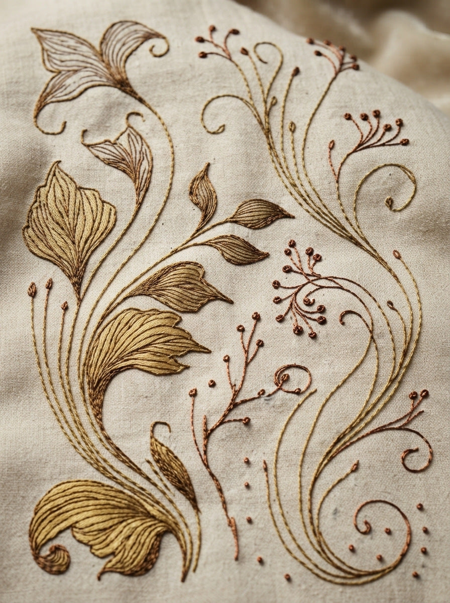 Curved Stems Flowing Branches And 02 from Art Nouveau Botanical Embroidery Book 4, a digital embroidery design reference for machine embroidery designs, embroidery patterns and botanical and floral embroidery.