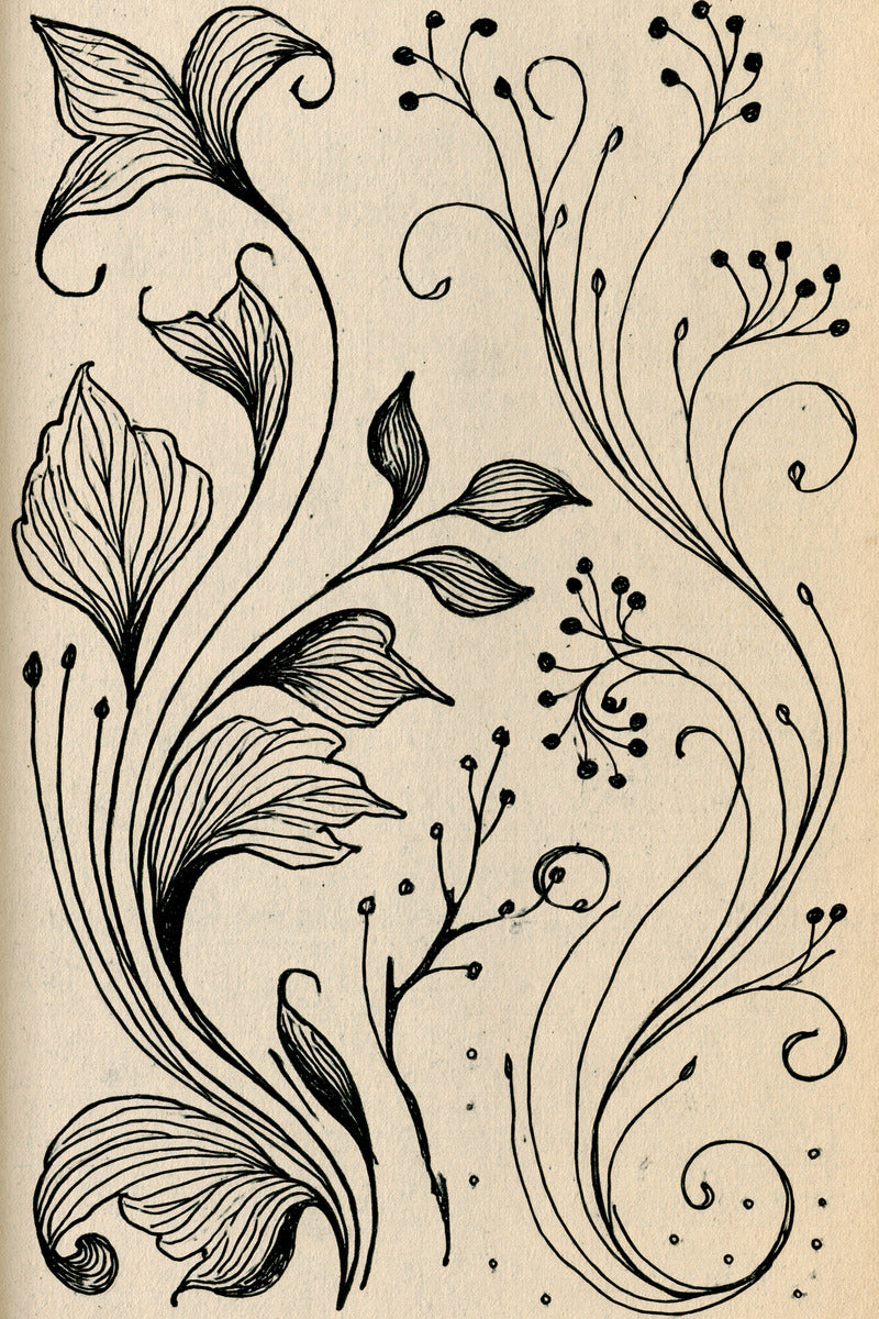 Curved Stems Flowing Branches And from Art Nouveau Botanical Embroidery Book 4, a digital embroidery design reference for machine embroidery designs, embroidery patterns and botanical and floral embroidery.