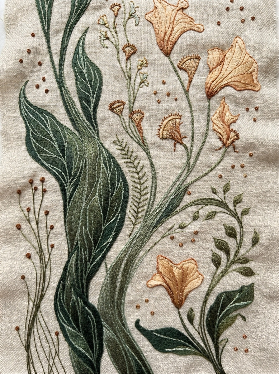 Curved Stems Flowing Branches And from Art Nouveau Botanical Embroidery Book 2, a digital embroidery design reference for machine embroidery designs, embroidery patterns and botanical and floral embroidery.