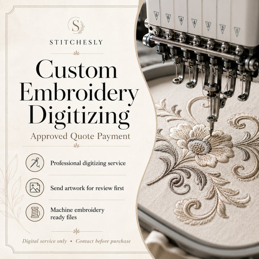 Custom embroidery digitizing service for machine embroidery designs, logos, embroidery patches and fabric projects.