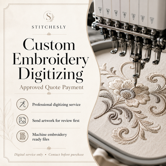 Custom embroidery digitizing service for machine embroidery designs, logos, embroidery patches and fabric projects.