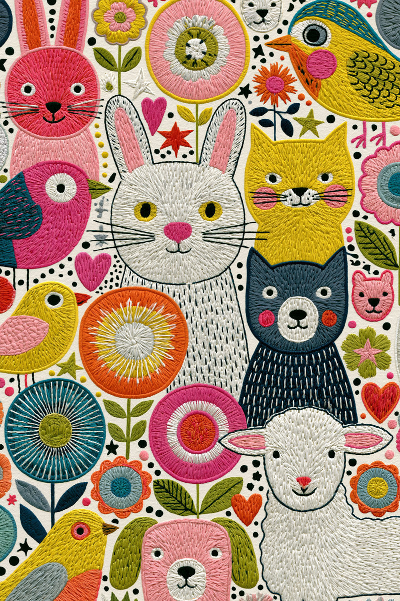 Cute Animal Patch Library Plate from Color Pop Patches & Playful Motifs Book 5, a digital embroidery design reference for machine embroidery designs, embroidery patterns and embroidery design reference.