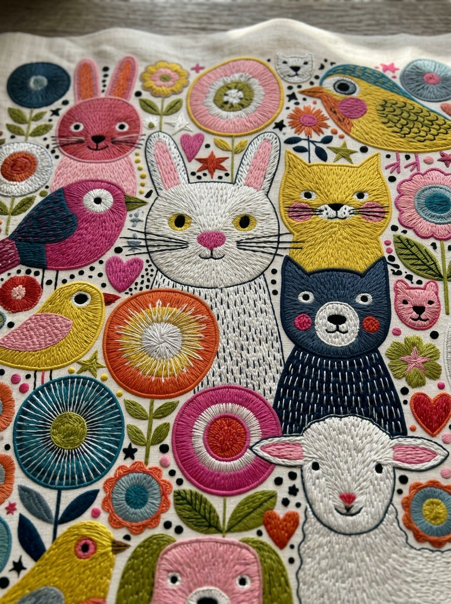 Cute Animal Patch Library Plate from Color Pop Patches & Playful Motifs Book 5, a digital embroidery design reference for machine embroidery designs, embroidery patterns and embroidery design reference.