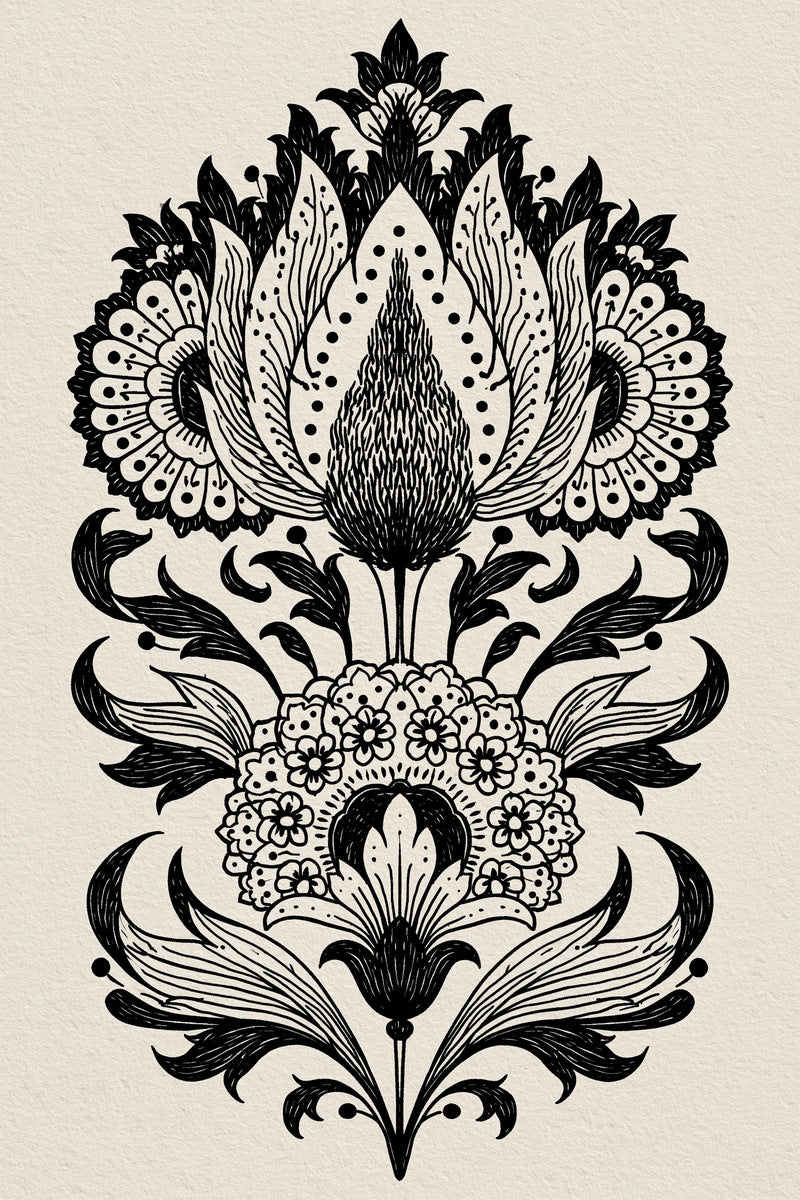 Cypress Floral Medallion Mughal And from Mughal & Persian Garden Embroidery Book 4, a digital embroidery design reference for machine embroidery designs, embroidery patterns and botanical and floral embroidery.