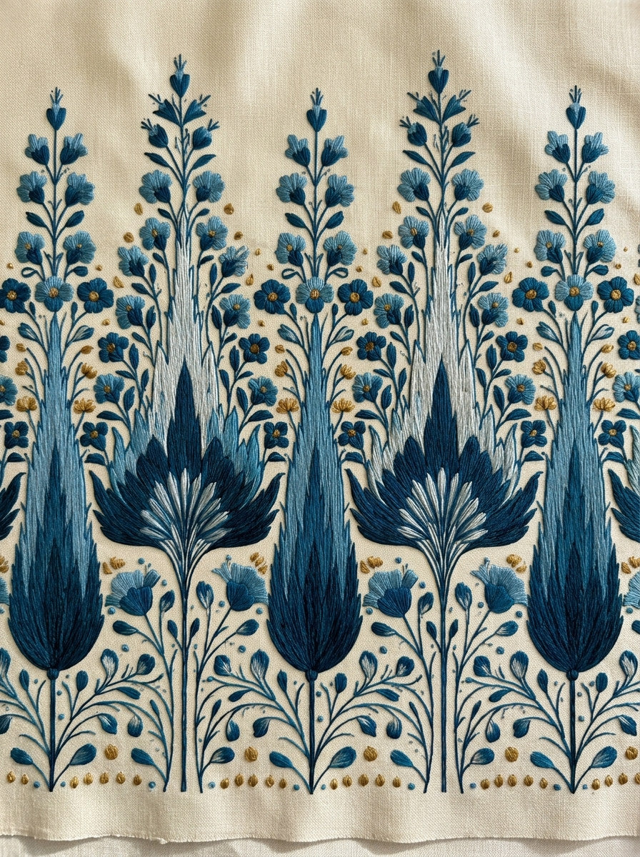 Cypress Garden Border Unit Mughal from Mughal & Persian Garden Embroidery Book 2, a digital embroidery design reference for machine embroidery designs, embroidery patterns and border and edge embroidery.