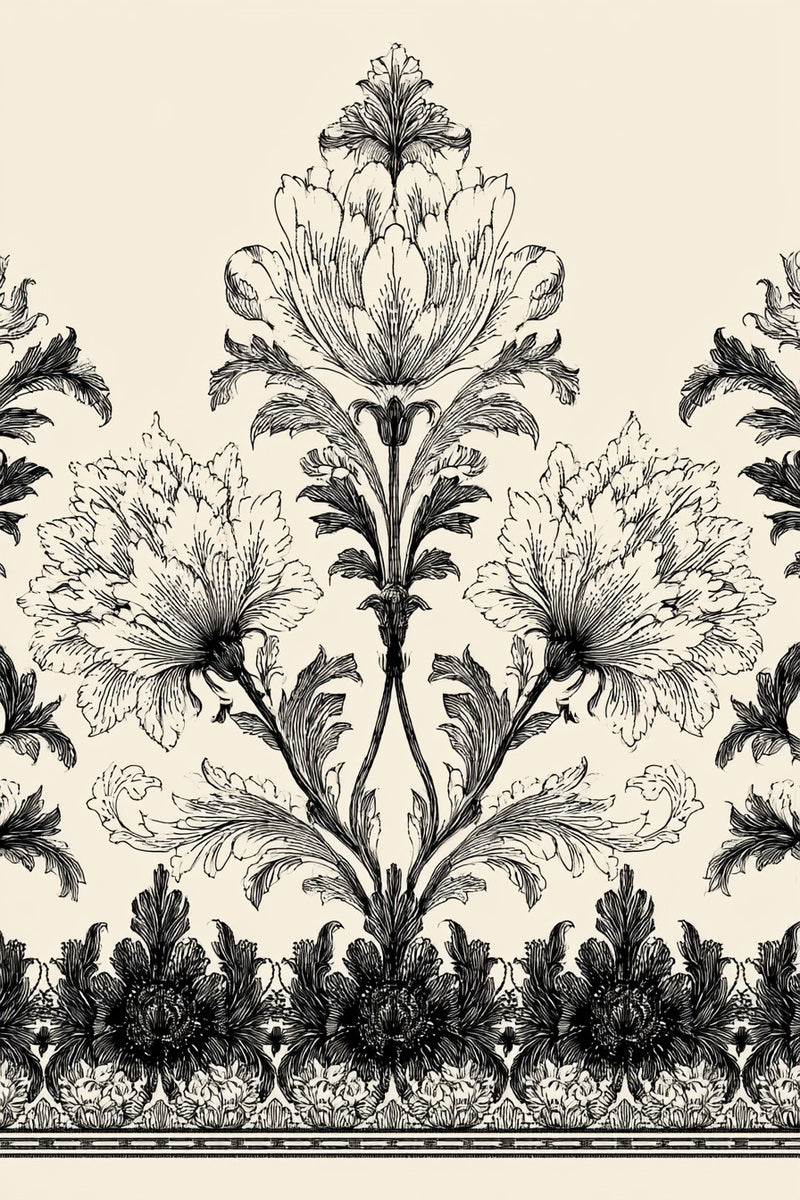 Damask Border Repeat Motif from Baroque Scrollwork & Luxury Ornament Book 2, a digital embroidery design reference for machine embroidery designs, embroidery patterns and border and edge embroidery.