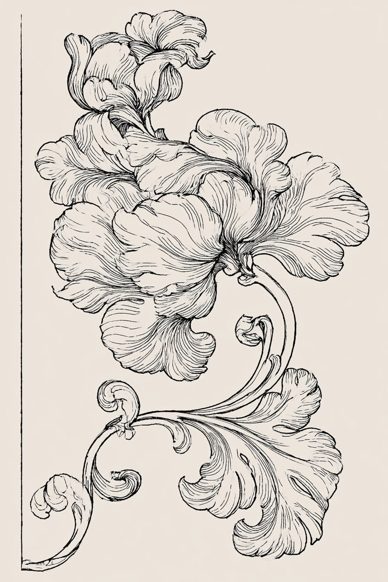Damask Corner Ornament from Baroque Scrollwork & Luxury Ornament Book 1, a digital embroidery design reference for machine embroidery designs, embroidery patterns and corner embroidery.