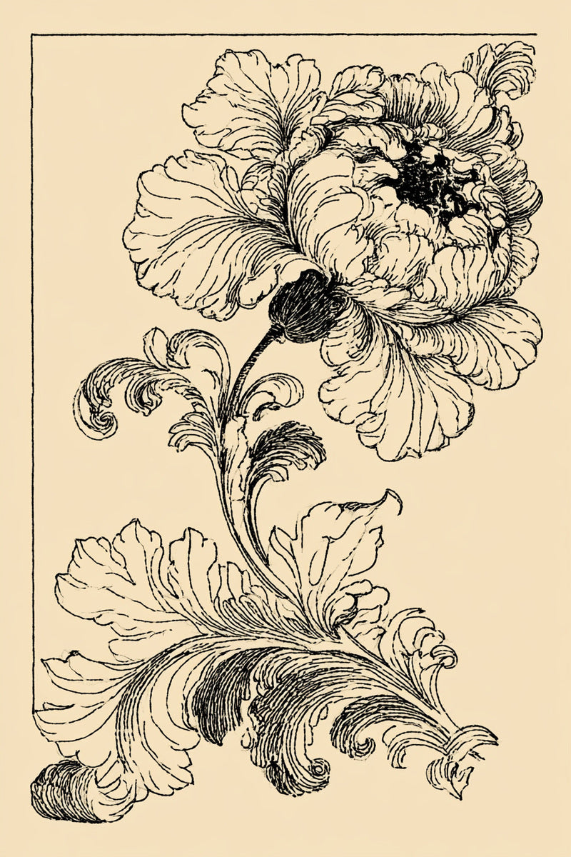 Damask Corner Ornament from Baroque Scrollwork & Luxury Ornament Book 2, a digital embroidery design reference for machine embroidery designs, embroidery patterns and corner embroidery.