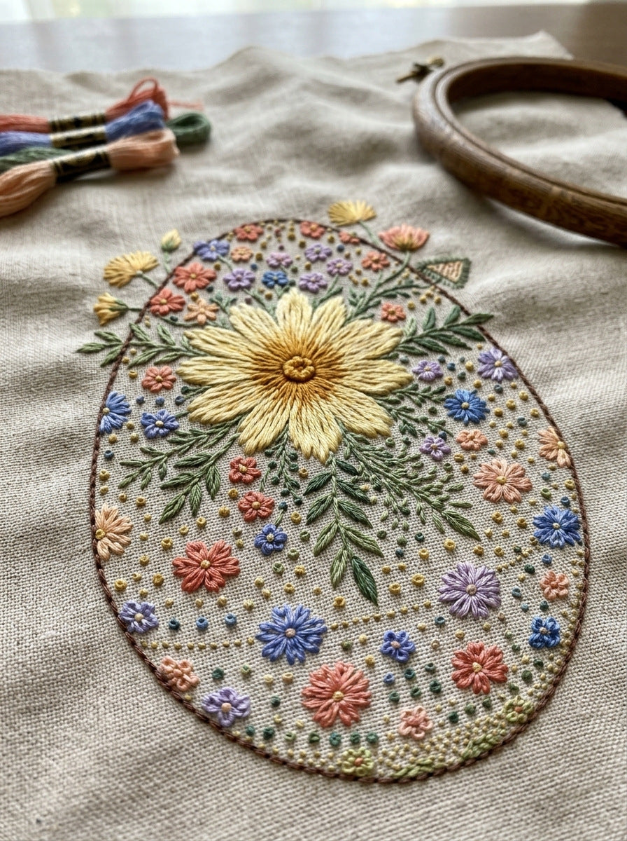 Decorated Easter Egg Motif Easter from Easter & Spring Embroidery Book 3, a digital embroidery design reference for machine embroidery designs, embroidery patterns and seasonal embroidery motifs.