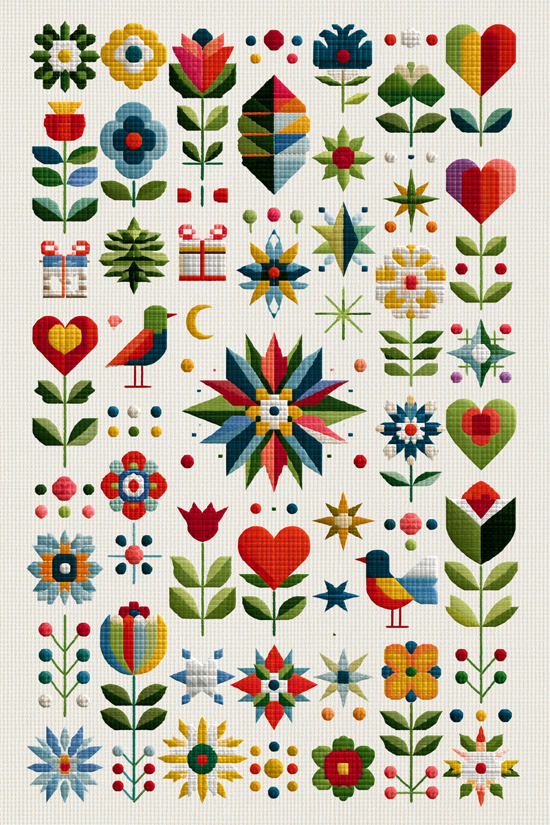 Decorative Colorwork Symbol Sampler Modern from Modern Colorwork Embroidery Book 4, a digital embroidery design reference for machine embroidery designs, embroidery patterns and embroidery design reference.