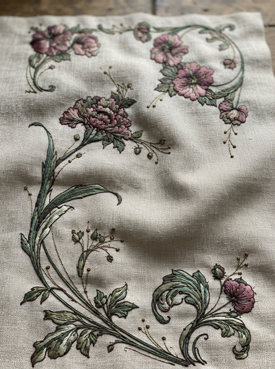 Decorative Corners Floral Frames And from Art Nouveau Botanical Embroidery Book 2, a digital embroidery design reference for machine embroidery designs, embroidery patterns and corner embroidery.