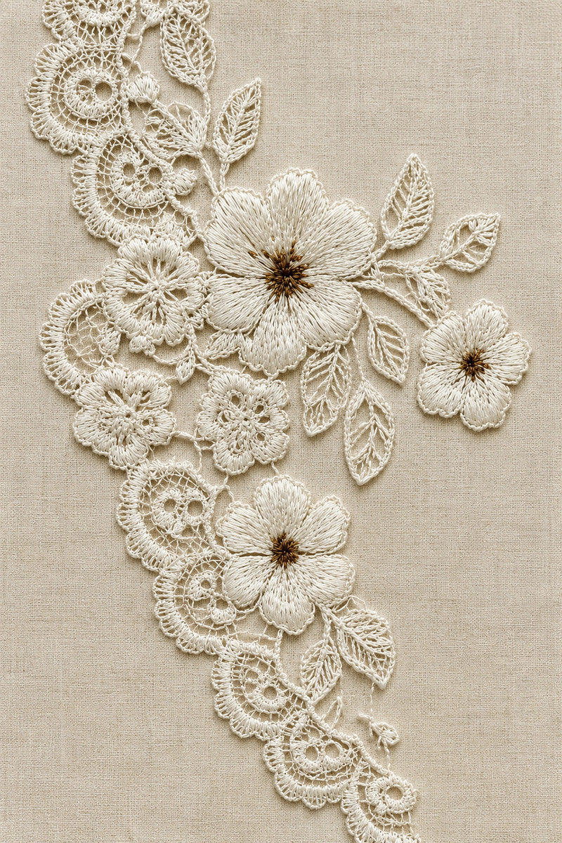Delicate Lace Corner Accent 1 from Lace Embroidery & Broderie Designs Book 3, a digital embroidery design reference for machine embroidery designs, embroidery patterns and corner embroidery.