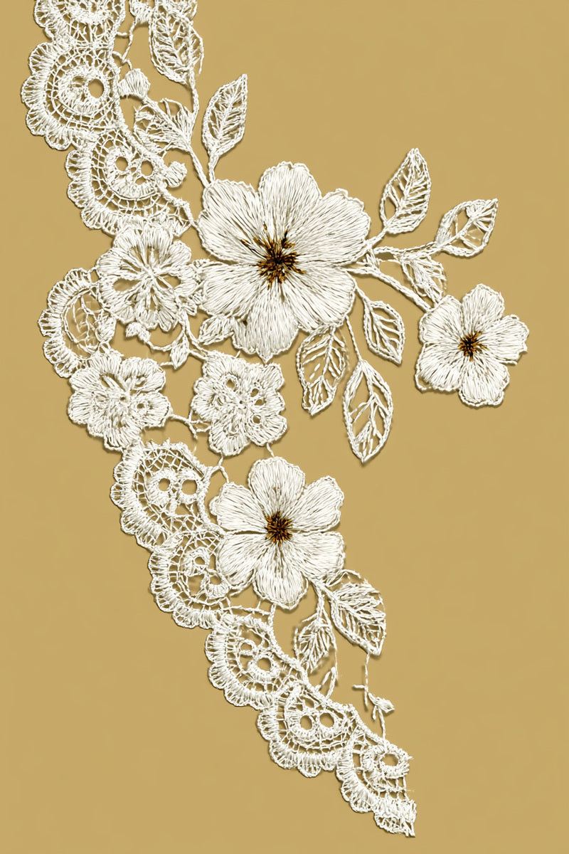 Delicate Lace Corner Accent from Lace Embroidery & Broderie Designs Book 3, a digital embroidery design reference for machine embroidery designs, embroidery patterns and corner embroidery.
