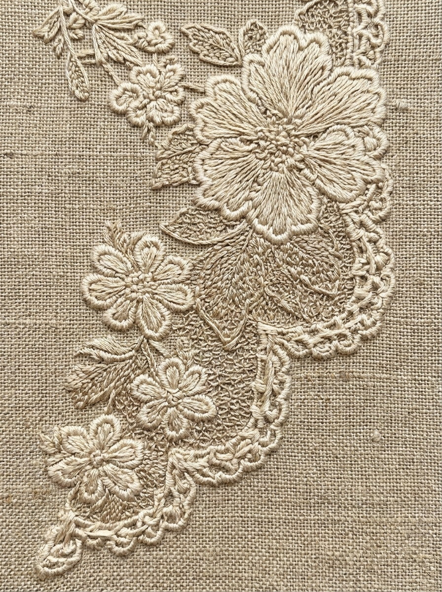 Delicate Lace Corner Accent from Lace Embroidery & Broderie Designs Book 4, a digital embroidery design reference for machine embroidery designs, embroidery patterns and corner embroidery.