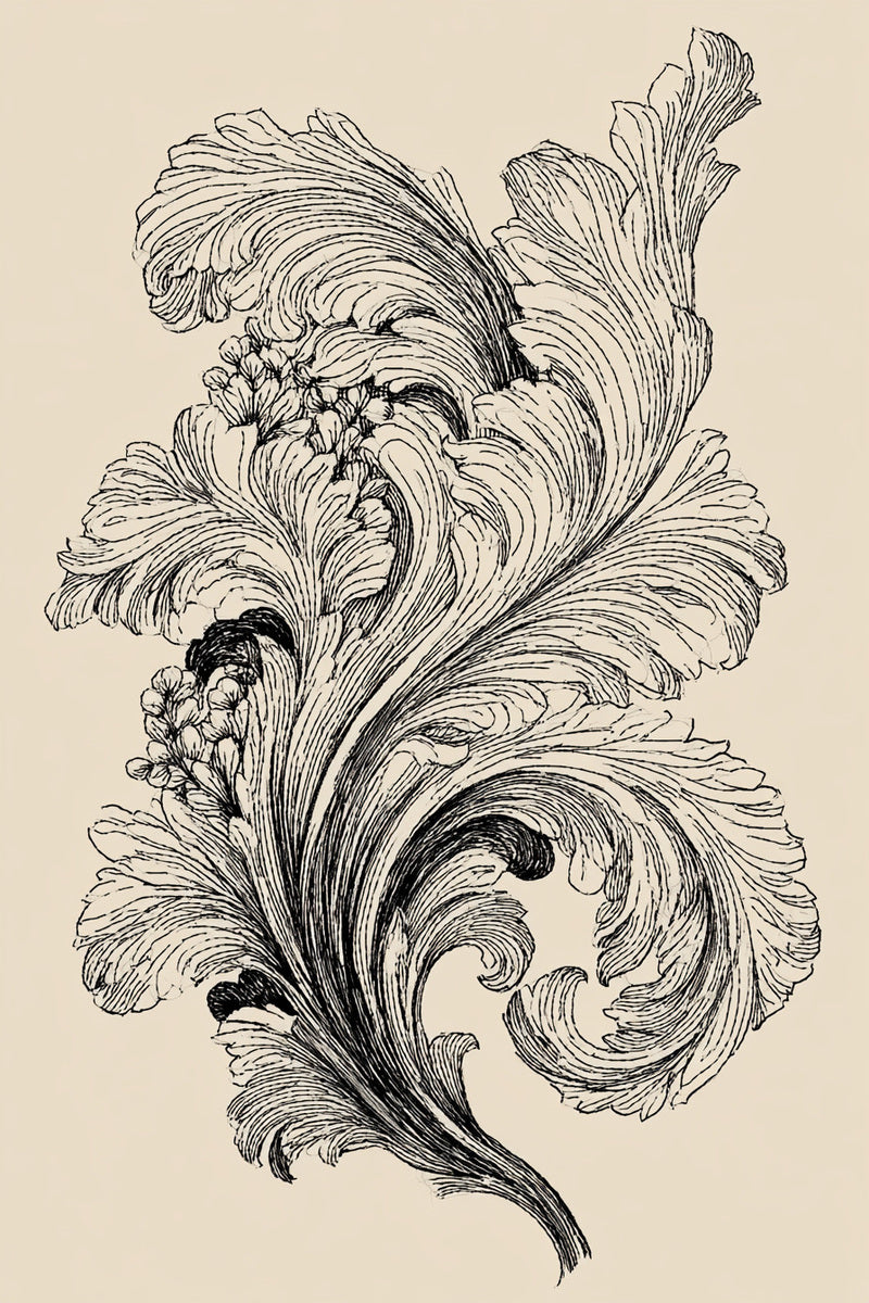 Dense Baroque Scroll Study from Baroque Scrollwork & Luxury Ornament Book 3, a digital embroidery design reference for machine embroidery designs, embroidery patterns and embroidery design reference.