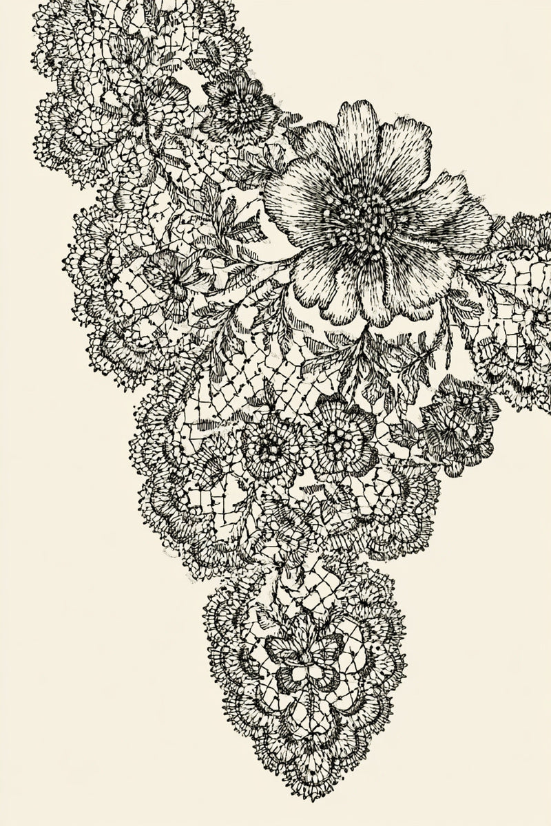 Doily Corner Motif from Lace Embroidery & Broderie Designs Book 3, a digital embroidery design reference for machine embroidery designs, embroidery patterns and corner embroidery.