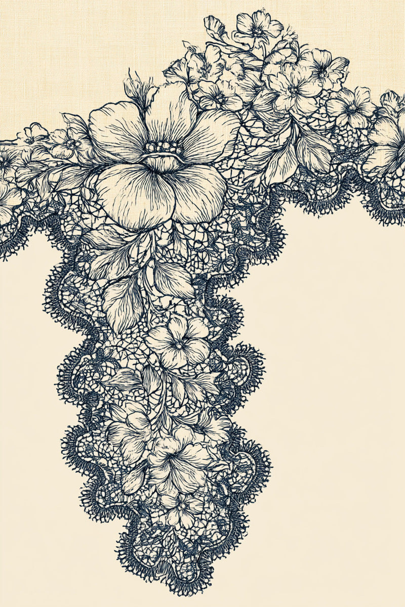 Doily Corner Motif from Lace Embroidery & Broderie Designs Book 4, a digital embroidery design reference for machine embroidery designs, embroidery patterns and corner embroidery.