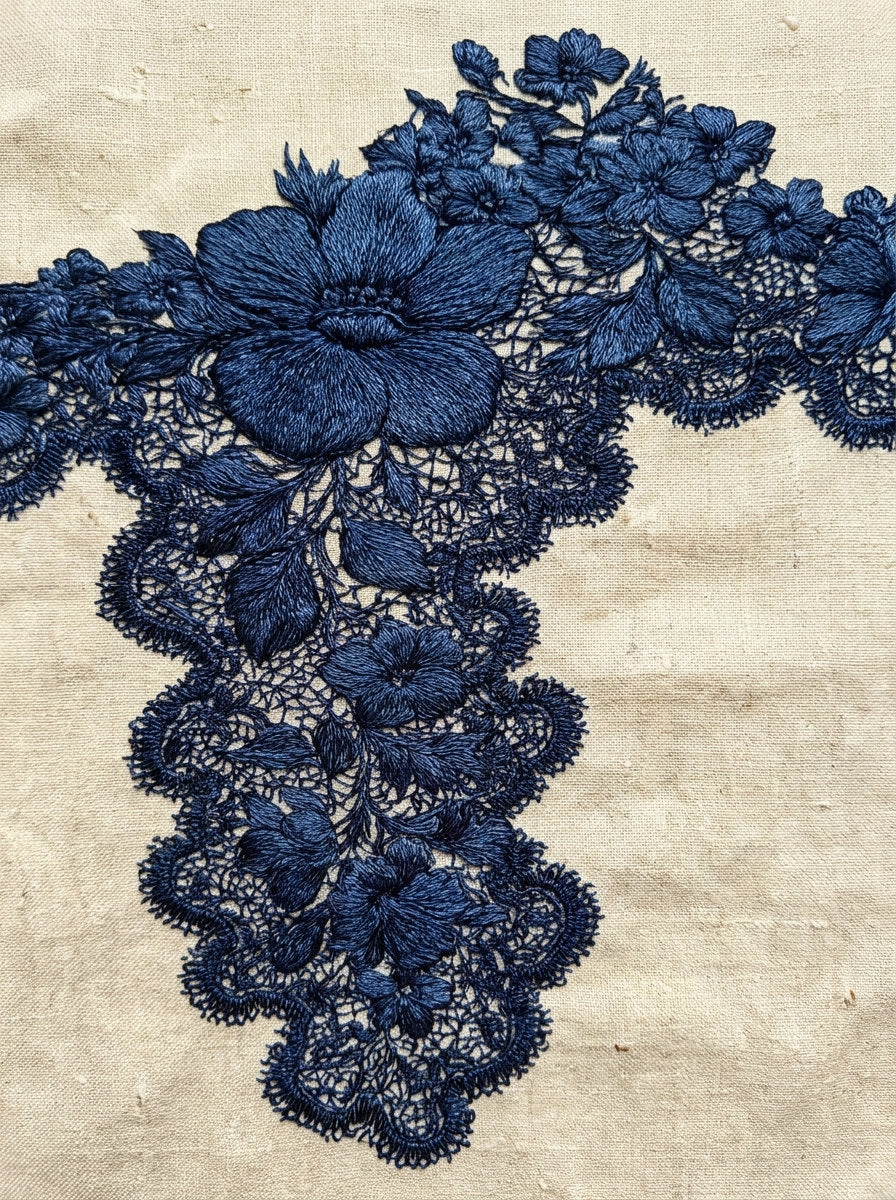 Doily Corner Motif from Lace Embroidery & Broderie Designs Book 4, a digital embroidery design reference for machine embroidery designs, embroidery patterns and corner embroidery.
