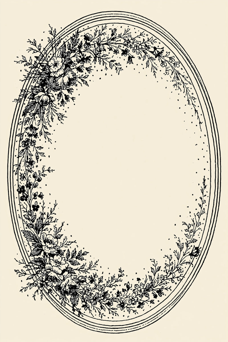 Double Ring Floral Frame Classic from Classic Frames & Borders Book 6, a digital embroidery design reference for machine embroidery designs, embroidery patterns and border and edge embroidery.