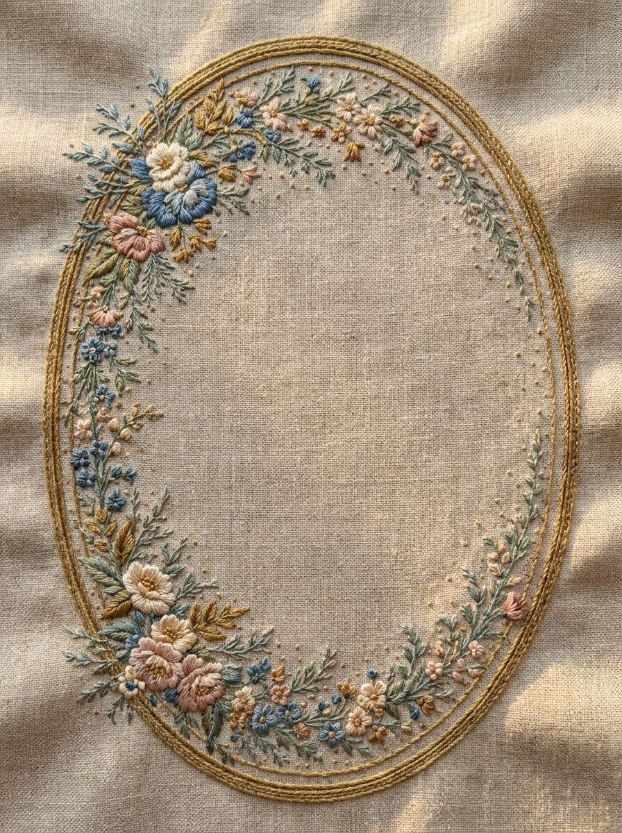 Double Ring Floral Frame Classic from Classic Frames & Borders Book 6, a digital embroidery design reference for machine embroidery designs, embroidery patterns and border and edge embroidery.
