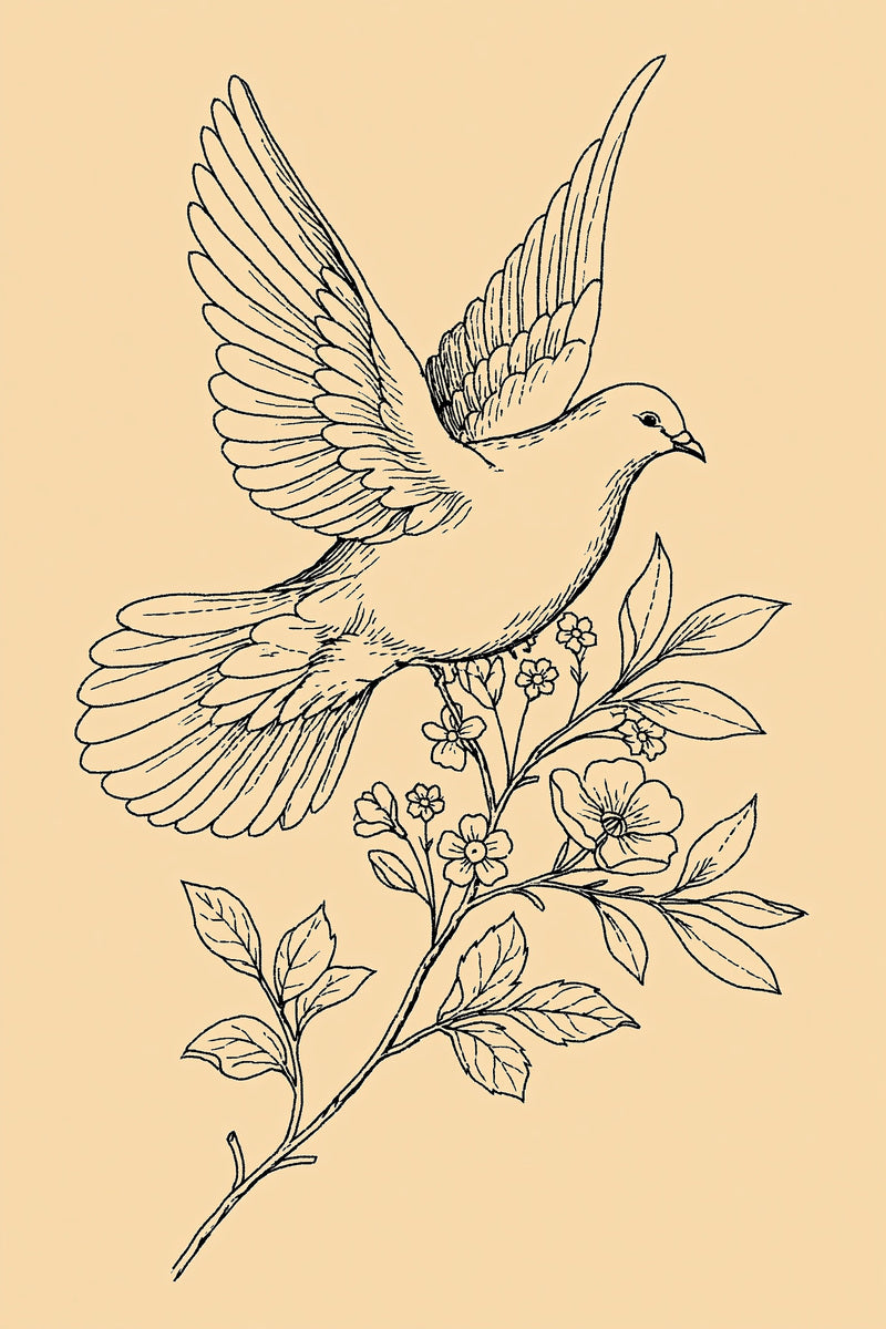 Dove Baby Blessing Motif Birds from Birds Embroidery Book 2, a digital embroidery design reference for machine embroidery designs, embroidery patterns and baby and keepsake embroidery.