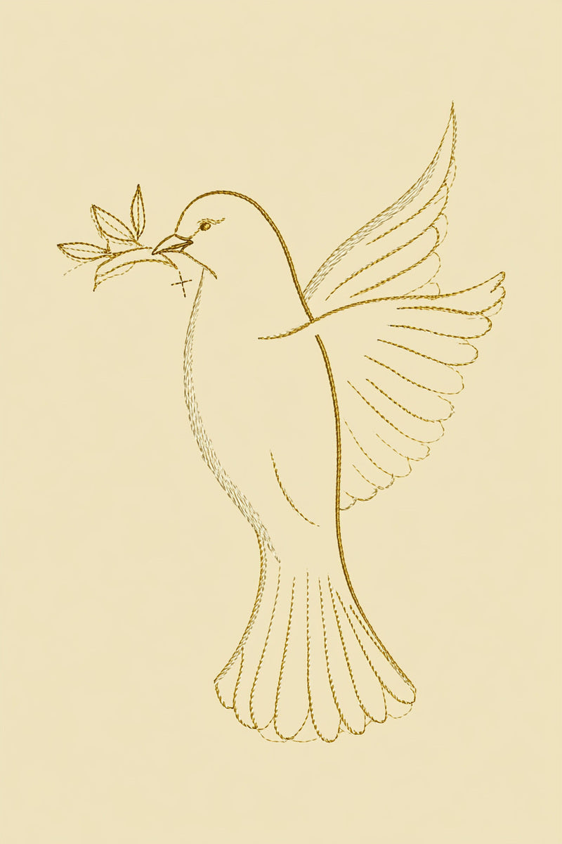 Dove Baptism Motif 02 from Church Embroidery & Sacred Ornament Book 3, a digital embroidery design reference for machine embroidery designs, embroidery patterns and baby and keepsake embroidery.