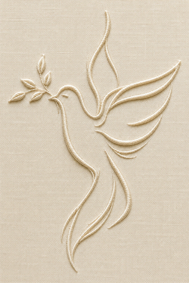 Dove Baptism Motif 1 from Church Embroidery & Sacred Ornament Book 4, a digital embroidery design reference for machine embroidery designs, embroidery patterns and baby and keepsake embroidery.