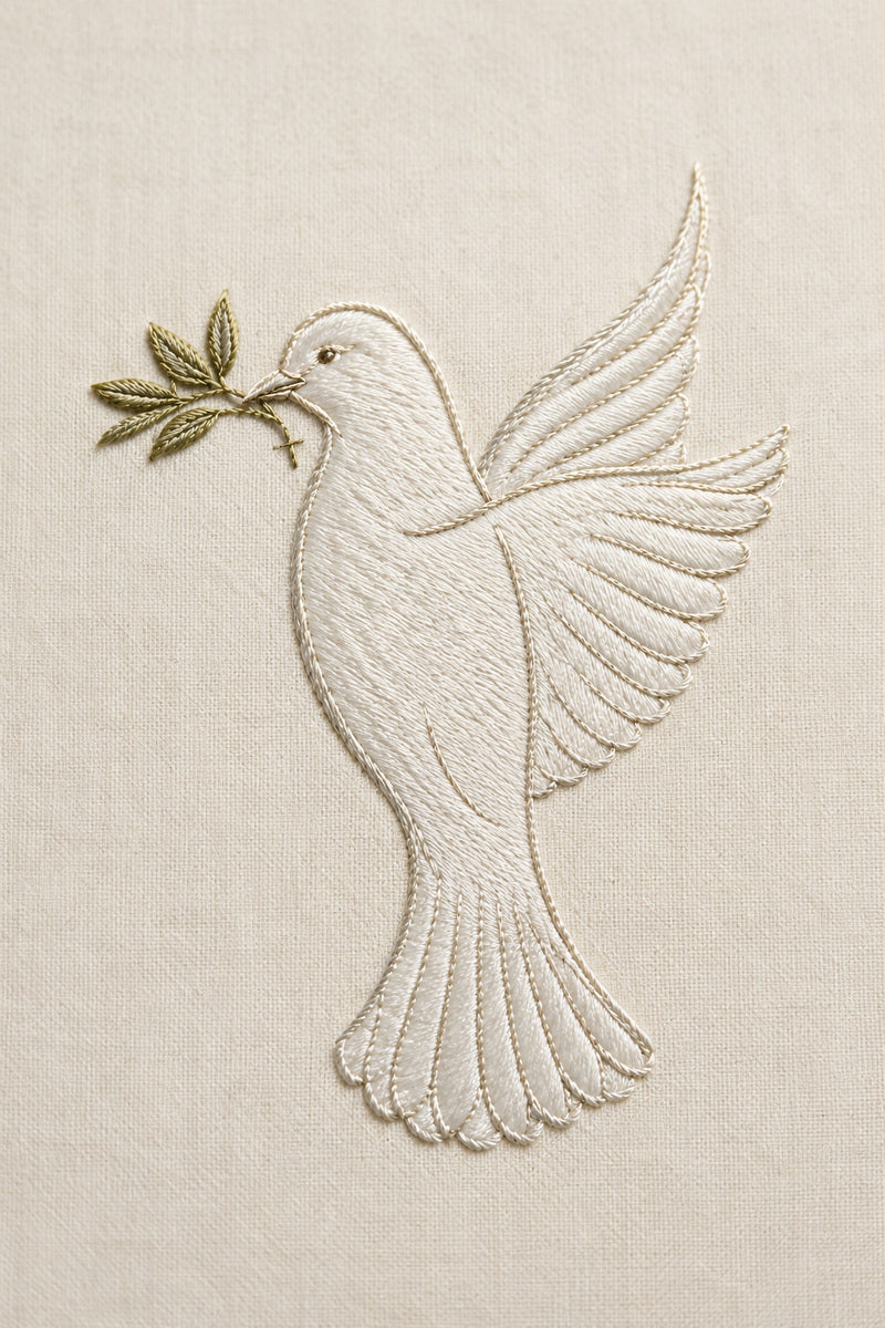 Dove Baptism Motif from Church Embroidery & Sacred Ornament Book 3, a digital embroidery design reference for machine embroidery designs, embroidery patterns and baby and keepsake embroidery.