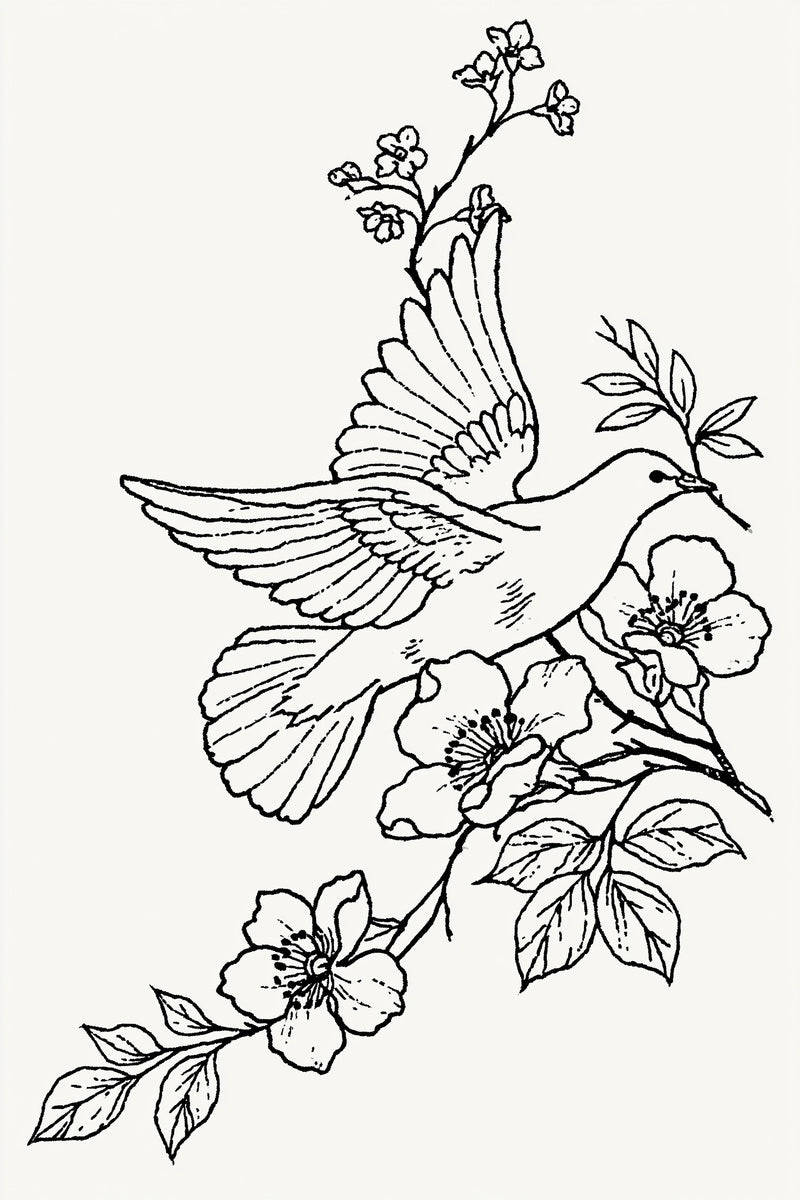 Dove Corner For Keepsake Linens from Birds Embroidery Book 1, a digital embroidery design reference for machine embroidery designs, embroidery patterns and corner embroidery.
