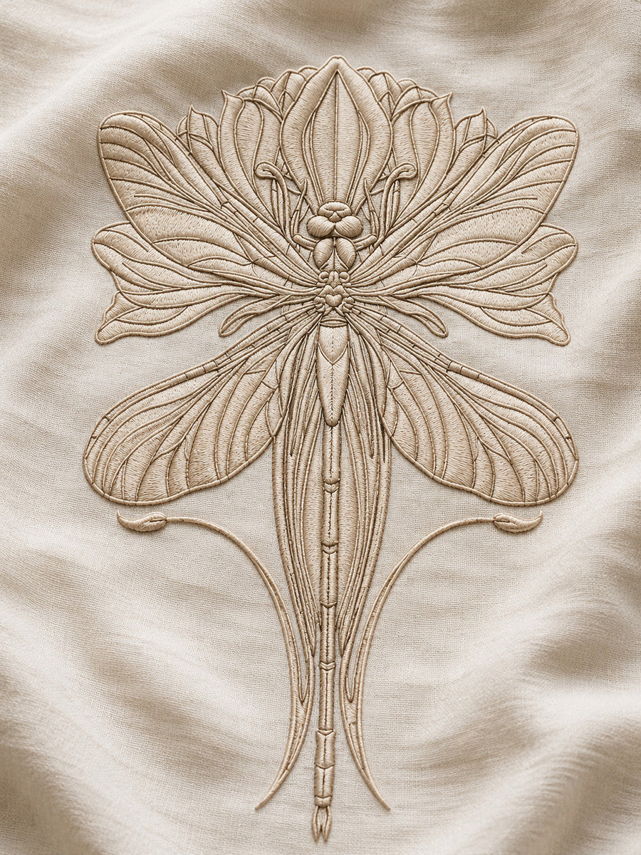 Dragonfly Decorative Motif 02 from Art Nouveau Needlework Book 4, a digital embroidery design reference for machine embroidery designs, embroidery patterns and embroidery design reference.