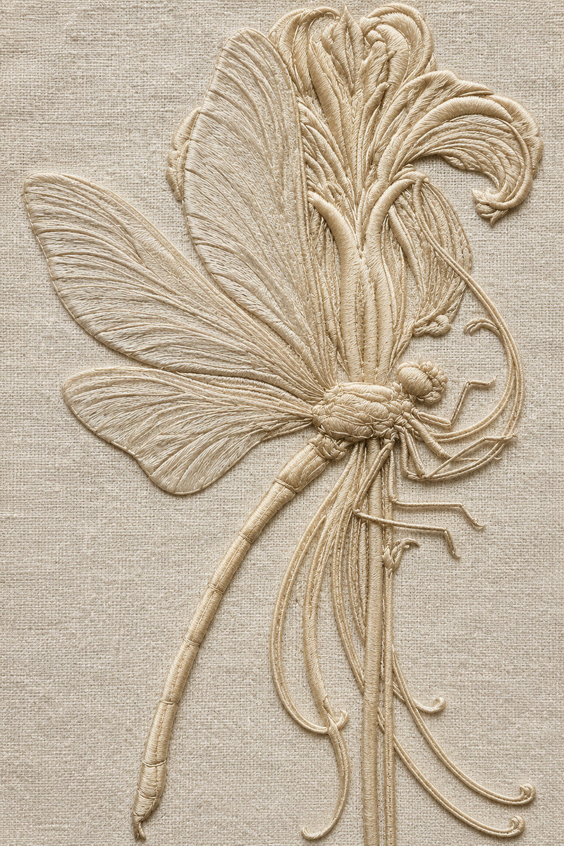 Dragonfly Decorative Motif 03 from Art Nouveau Needlework Book 3, a digital embroidery design reference for machine embroidery designs, embroidery patterns and embroidery design reference.