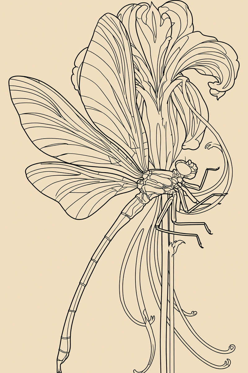 Dragonfly Decorative Motif from Art Nouveau Needlework Book 3, a digital embroidery design reference for machine embroidery designs, embroidery patterns and embroidery design reference.