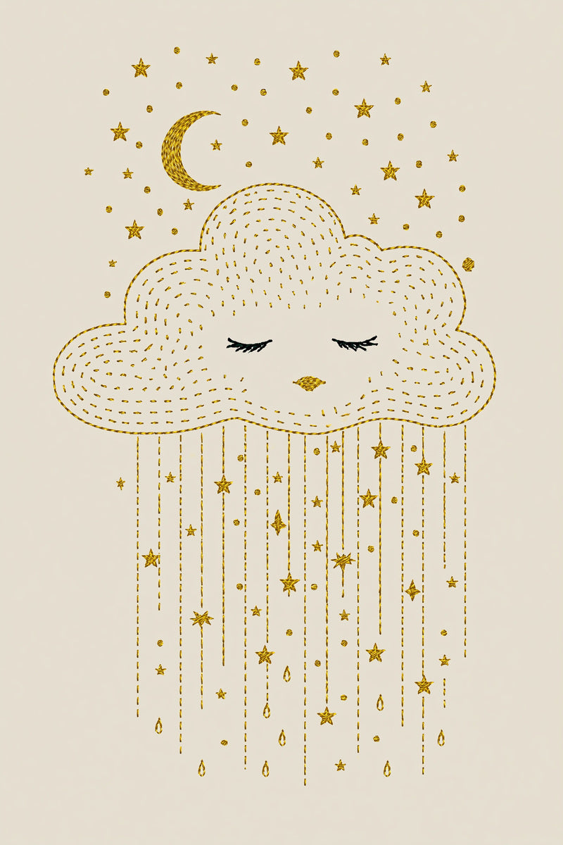 Dream Cloud And Stars Motif from Baby & Kids Embroidery Book 4, a digital embroidery design reference for machine embroidery designs, embroidery patterns and baby and keepsake embroidery.