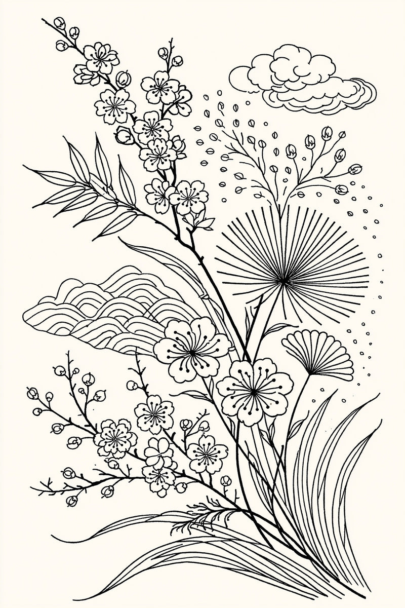 East Asian Botanical Mini Motif from East Asian Inspired Embroidery Book 7, a digital embroidery design reference for machine embroidery designs, embroidery patterns and small motif and accent designs.