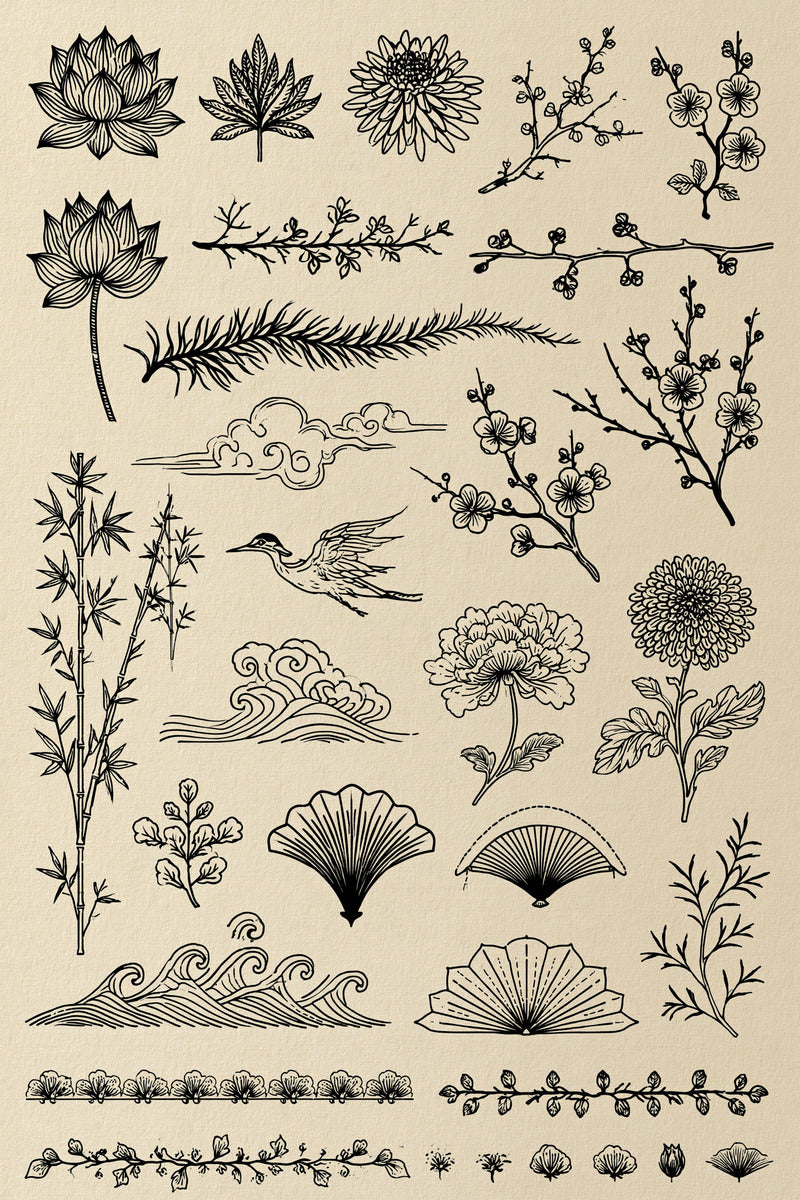 East Asian Inspired Embroidery from East Asian Inspired Embroidery Book 6, a digital embroidery design reference for machine embroidery designs, embroidery patterns and embroidery design reference.