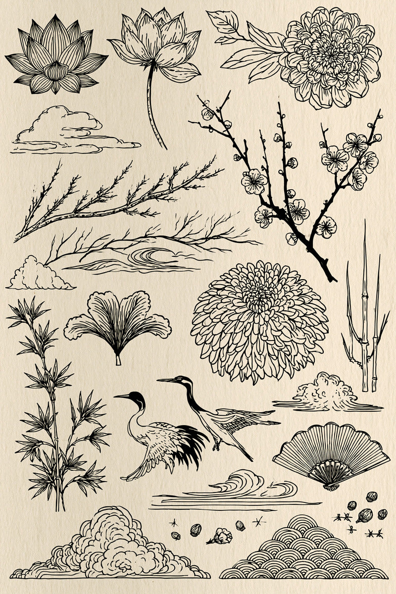 East Asian Inspired Embroidery from East Asian Inspired Embroidery Book 8, a digital embroidery design reference for machine embroidery designs, embroidery patterns and embroidery design reference.