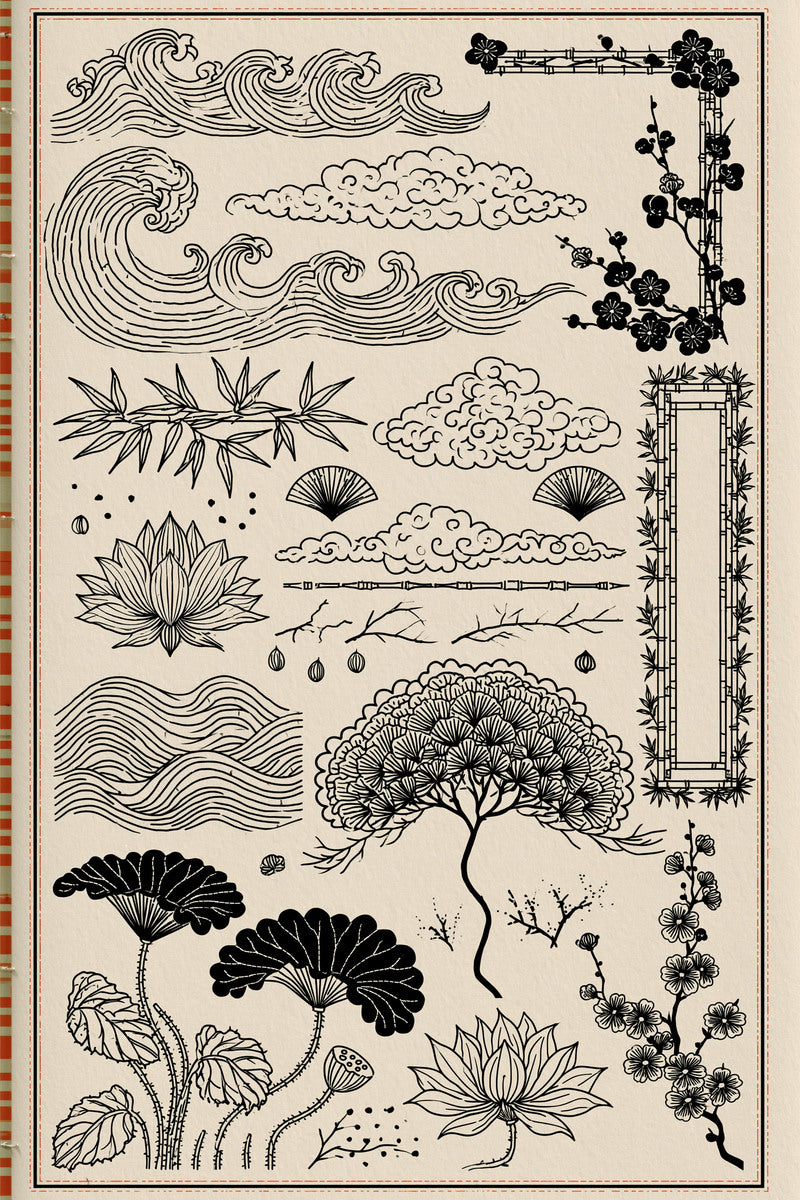 East Asian Inspired Embroidery Pattern 03 from East Asian Inspired Embroidery Book 7, a digital embroidery design reference for machine embroidery designs, embroidery patterns and embroidery design reference.