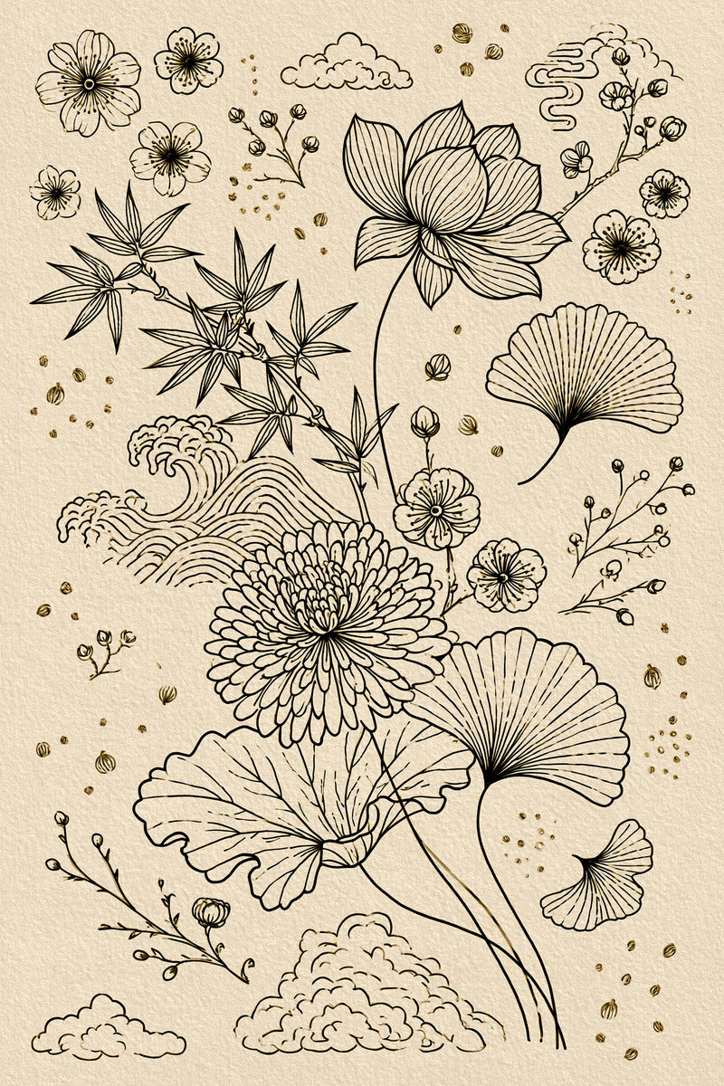 East Asian Inspired Embroidery Pattern 04 from East Asian Inspired Embroidery Book 2, a digital embroidery design reference for machine embroidery designs, embroidery patterns and embroidery design reference.