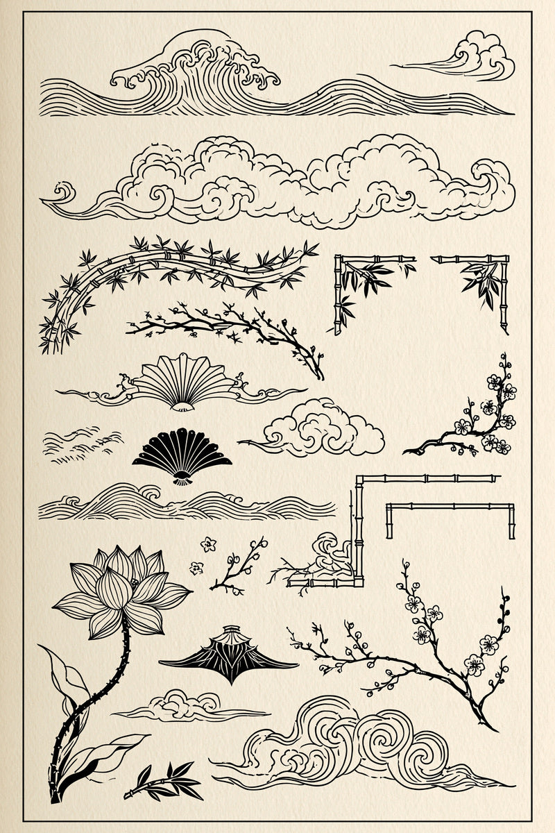 East Asian Inspired Embroidery Pattern 05 from East Asian Inspired Embroidery Book 5, a digital embroidery design reference for machine embroidery designs, embroidery patterns and embroidery design reference.