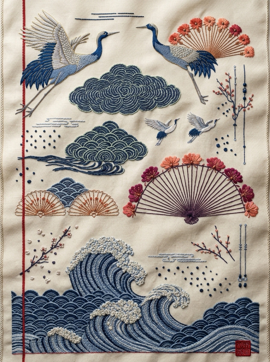 East Asian Inspired Embroidery Pattern 3 from East Asian Inspired Embroidery Book 8, a digital embroidery design reference for machine embroidery designs, embroidery patterns and embroidery design reference.
