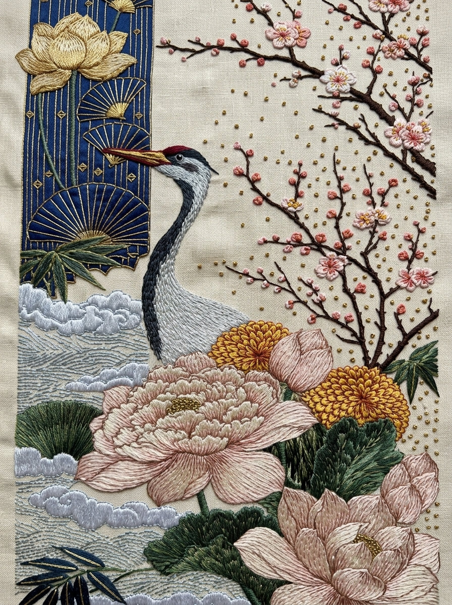 East Asian Inspired Embroidery Pattern 4 from East Asian Inspired Embroidery Book 2, a digital embroidery design reference for machine embroidery designs, embroidery patterns and embroidery design reference.