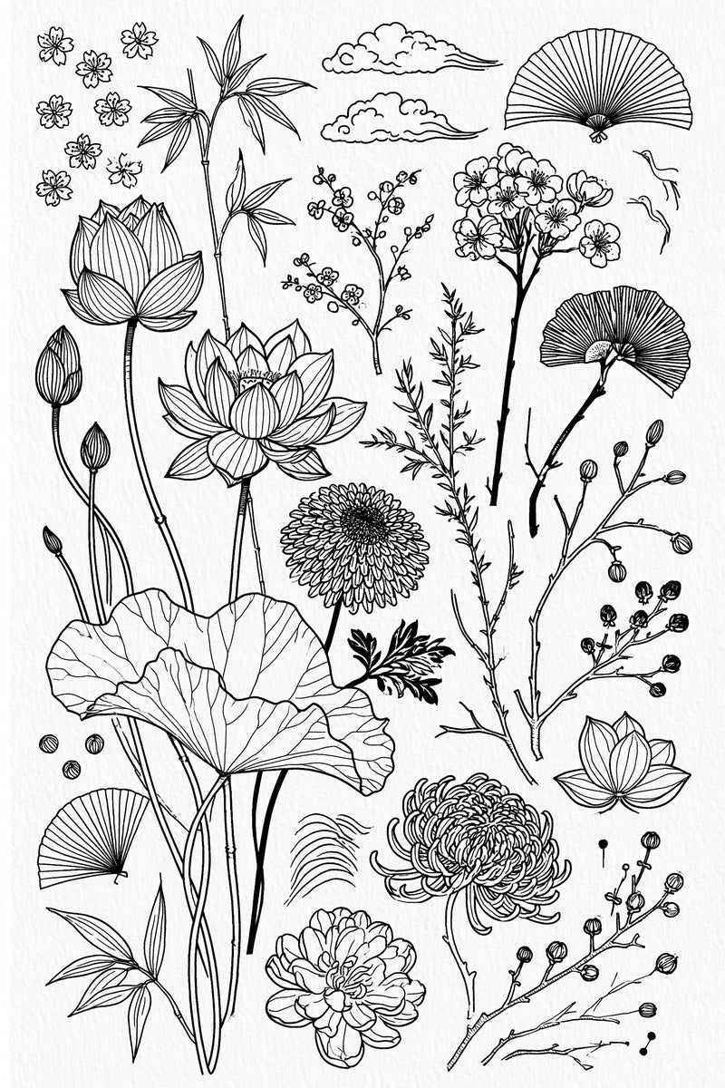 East Asian Inspired Embroidery Pattern from East Asian Inspired Embroidery Book 1, a digital embroidery design reference for machine embroidery designs, embroidery patterns and embroidery design reference.