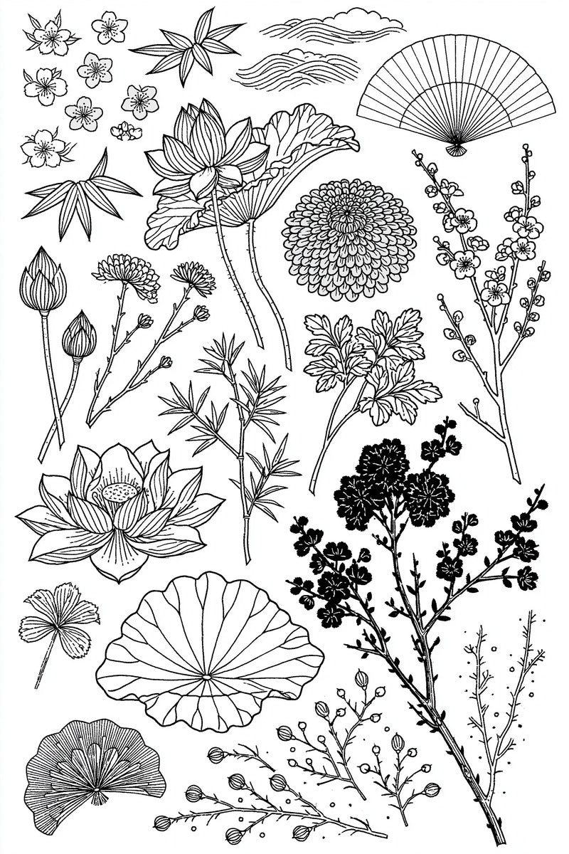 East Asian Inspired Embroidery Pattern from East Asian Inspired Embroidery Book 4, a digital embroidery design reference for machine embroidery designs, embroidery patterns and embroidery design reference.
