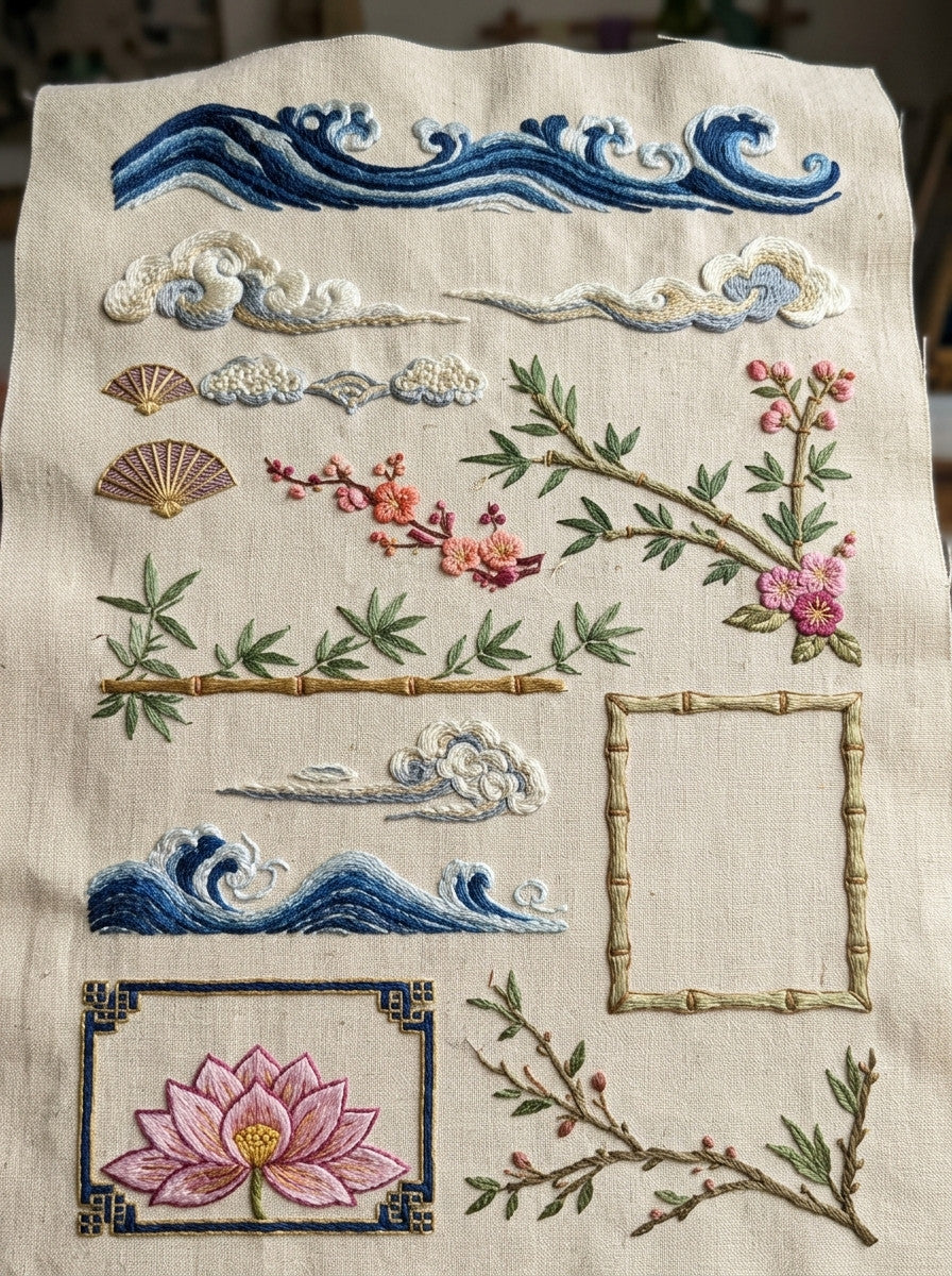 East Asian Inspired Embroidery Pattern Png from East Asian Inspired Embroidery Book 3, a digital embroidery design reference for machine embroidery designs, embroidery patterns and embroidery design reference.
