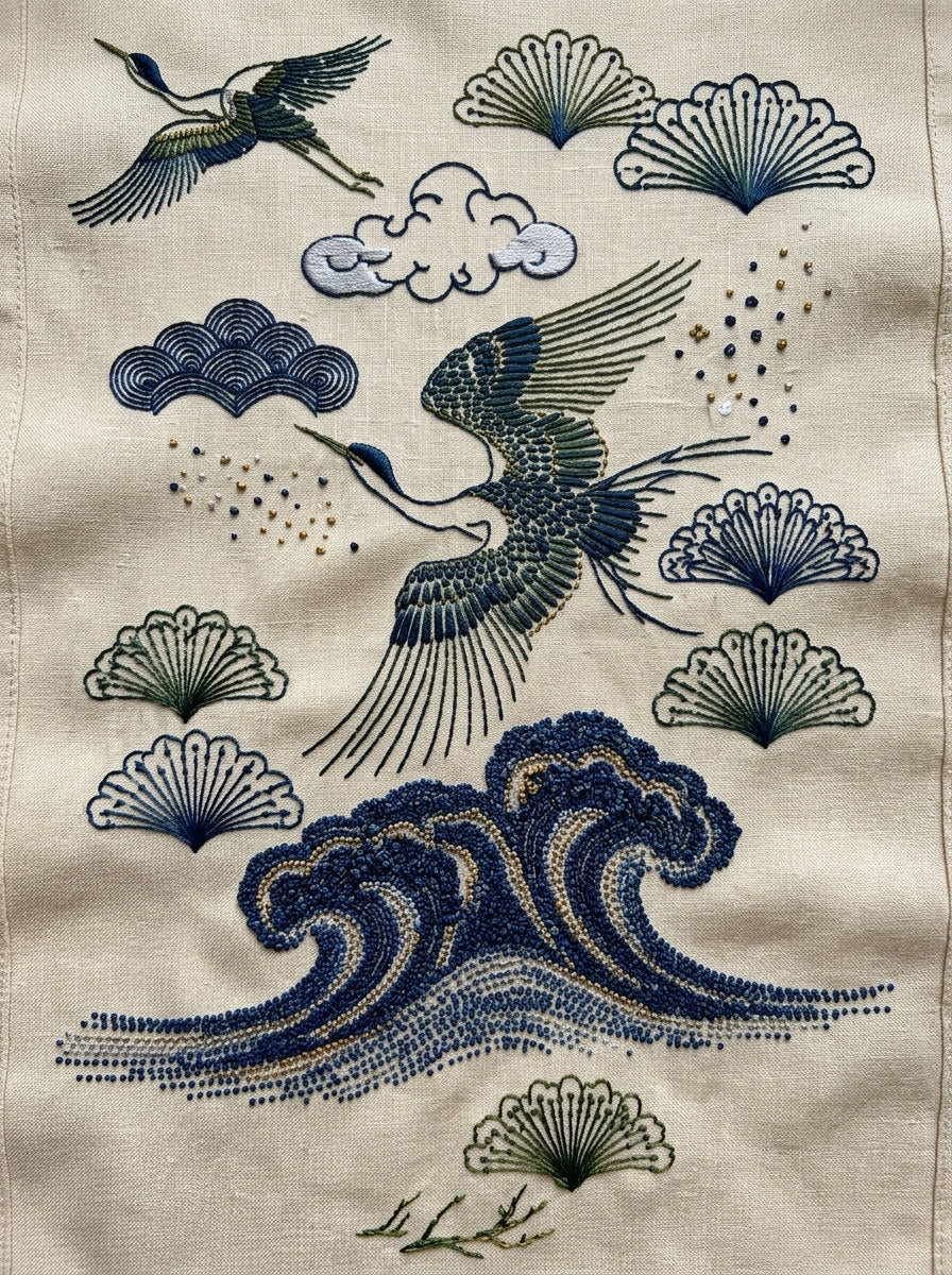 East Asian Inspired Embroidery Pattern Png from East Asian Inspired Embroidery Book 6, a digital embroidery design reference for machine embroidery designs, embroidery patterns and embroidery design reference.