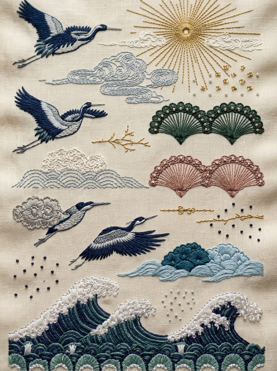 East Asian Inspired Embroidery Pattern from East Asian Inspired Embroidery Book 2, a digital embroidery design reference for machine embroidery designs, embroidery patterns and embroidery design reference.